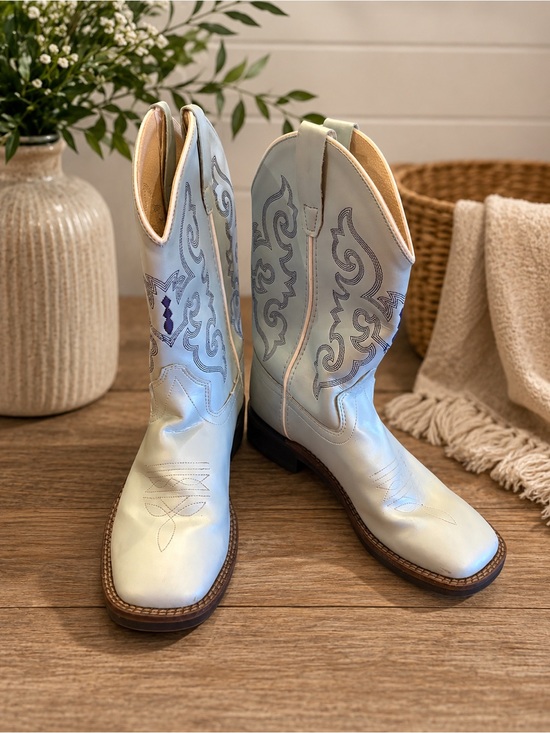 Old West Other - Old West Girls Light Blue Western Cowboy Boots Size 2.5 Square Toe